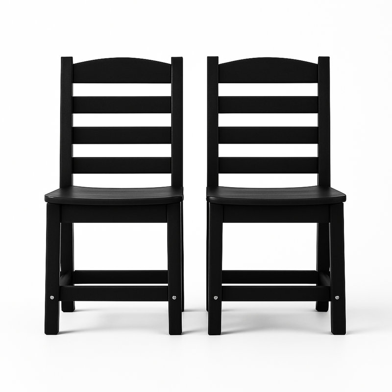 Of 2 Black Armless Outdoor Chairs For Seating, Weather Frame, Customizable, High Strength, Long - Term Use, 33.03 In Width, 22.69 Height 2, Based, , Person Seating Garden & Outdoor, Impact, Service,