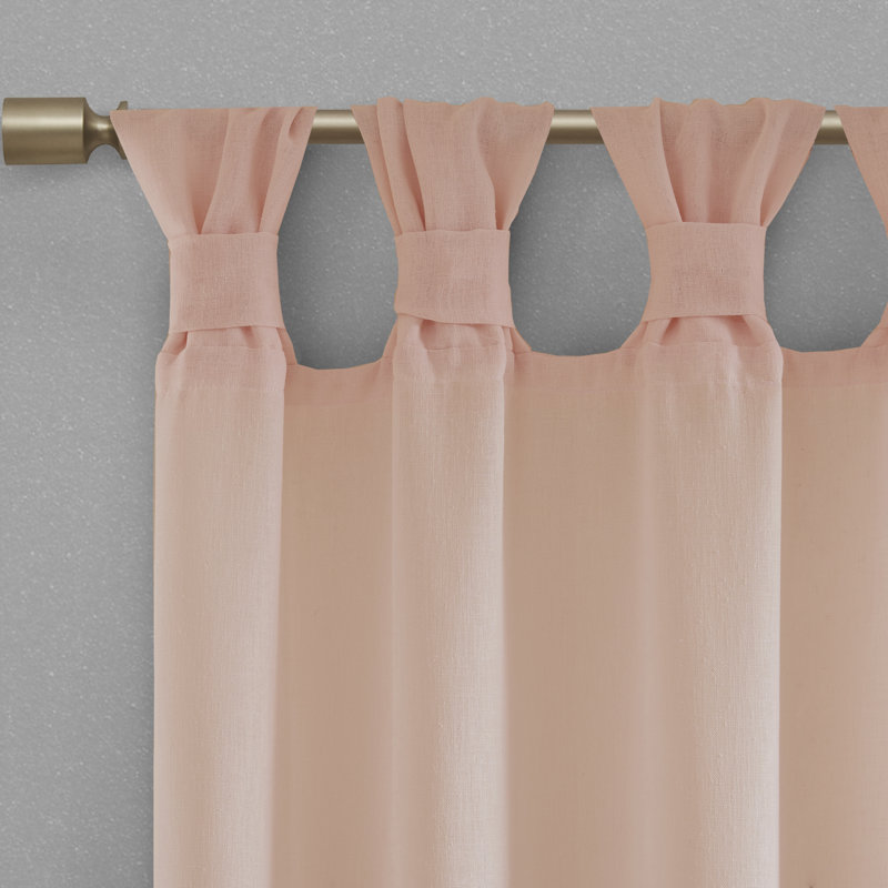 White Sheer Tab Top Linen-Polyester Indoor Drapes