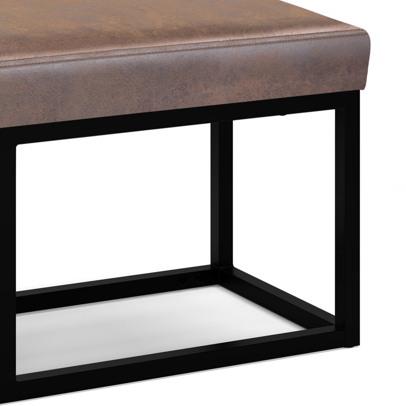 Reynolds 44" Distressed Chestnut Brown Faux Leather Bench
