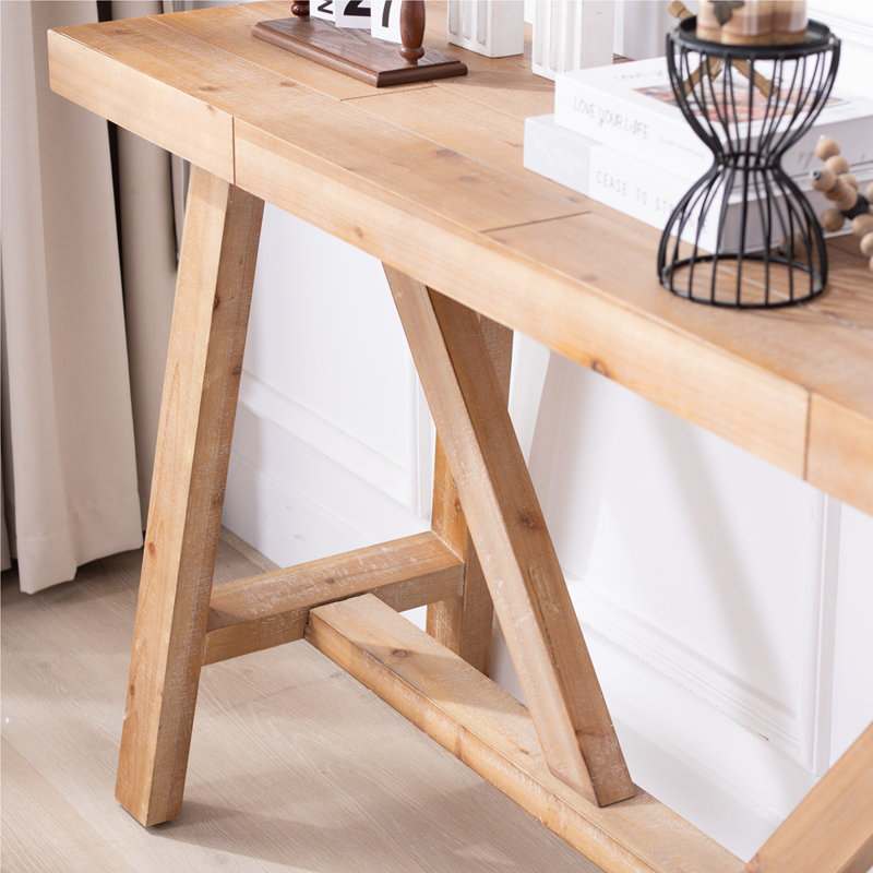 Farmhouse A- frame Wood Console Table, 58.5"