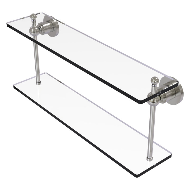 Lera 2 Piece Tiered Shelf, 22" W x 12" H, Satin Nickel