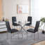 Ensemble de salle à manger 1 + 4,5 pièces, table de salle à manger avec pieds en métal Mid-Century pour 4-6 personnes avec plateau en verre, table de salle à manger à piédestal, table basse de loisirs-353833098-359863561-359863560