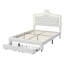 Princess Bed With LED Crown Headboard & Drawer(S), Faux Leather Storage Frame, White & Pink-1351606873-1358110599