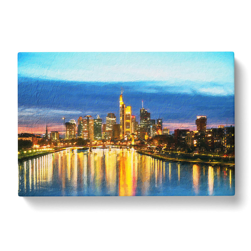 Reflections Of The Frankfurt Skyline - Wrapped Canvas Print, 35cm H x 50cm W x 3cm D