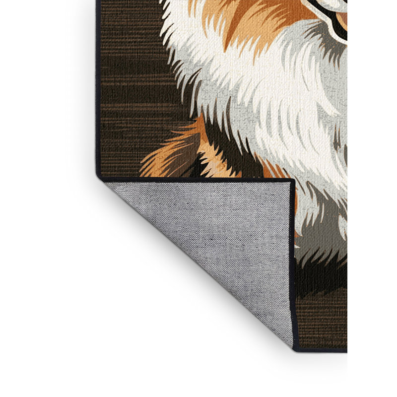 Washable Shetland Sheepdog Dogs Area Rug, Round 7'