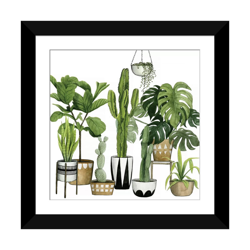 «Plant Haven I», impression sur toile, H 16 po x l 16 po x P 1 po, Papier beaux-arts encadré noir, Blanc
