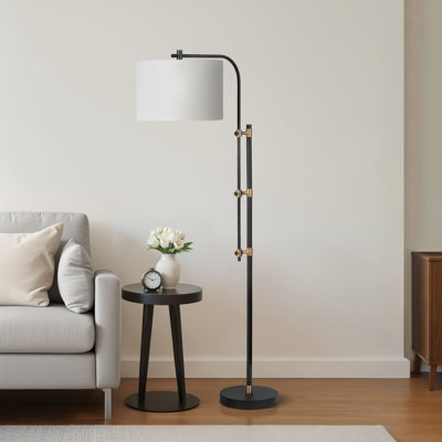 65" Moniek Metal Floor Lamp, Black/White