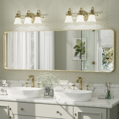 Aevar Tempered Glass and Aluminum Alloy Framed French Cleat Mounted Wall Mirror
