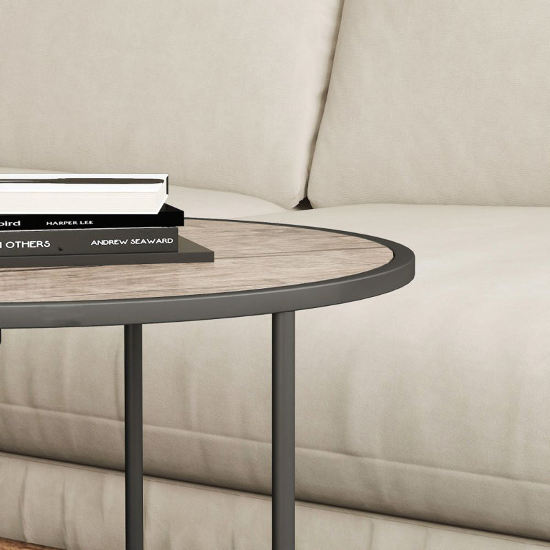 Twin-cute 24" Round Metal Frame Nesting Table