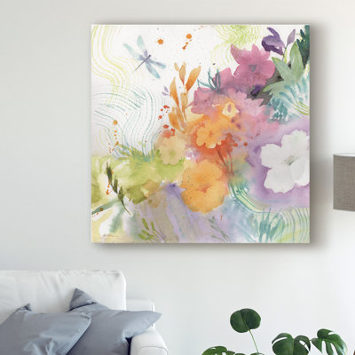 «Garden of the Dragonfly», reproduction d'aquarelle sur toile tendue