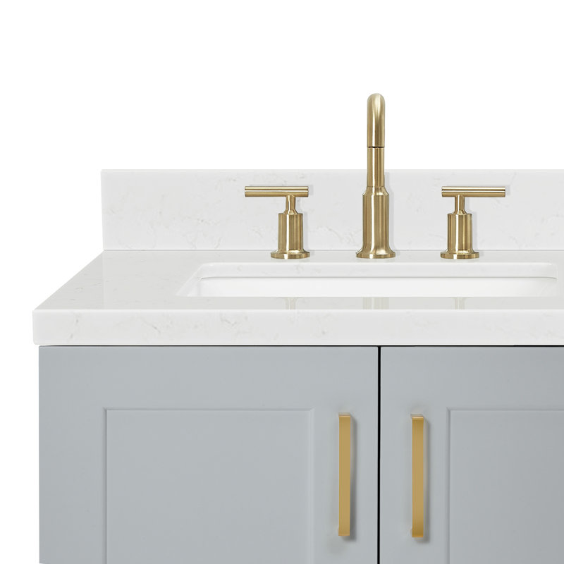 ARIEL Taylor 42.25 Single Sink Bathroom Vanity with Man-Made Stone Top-Oval, Right, Oval, Gray