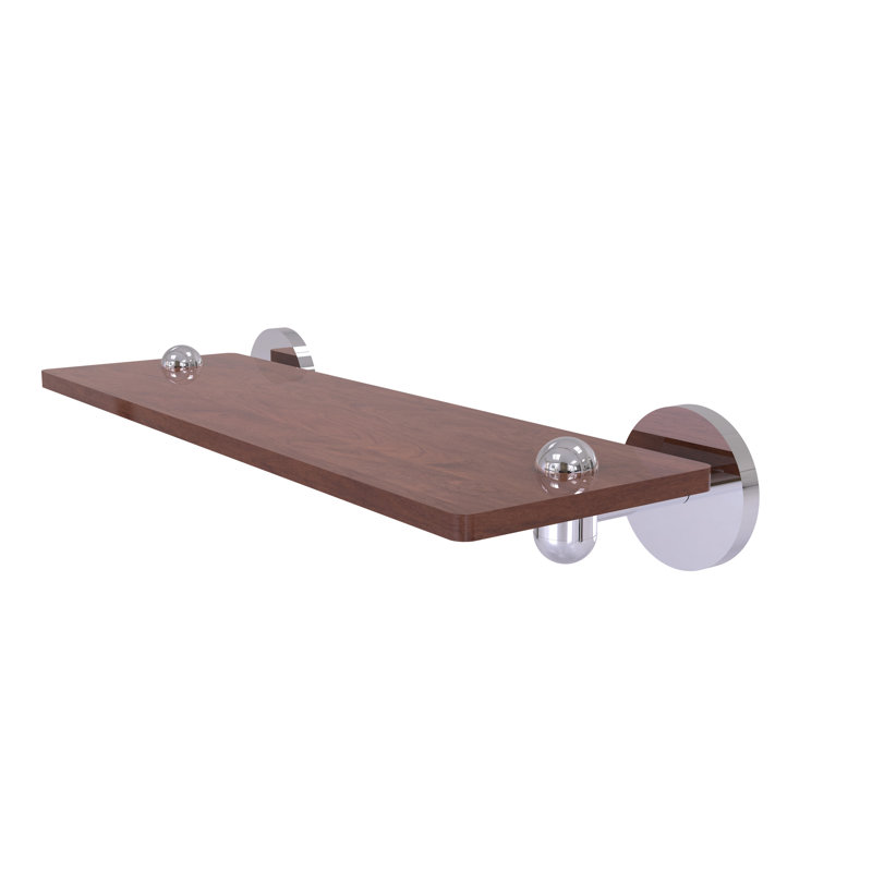 Tablette murale unie bois ironwood Itzhak, Chrome poli, H 2,5 po x l 16 po x P 5 po