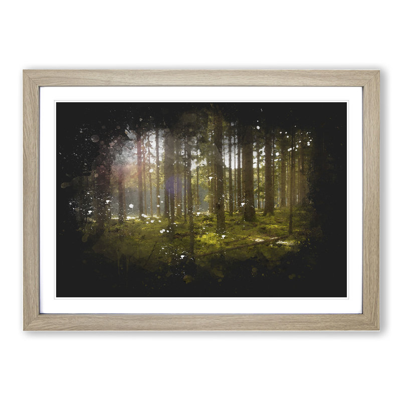 Sunlight Forest Vol.2 Paint Splash - Picture Frame Graphic Art, 27cm H x 36cm W x 2cm D, Oak