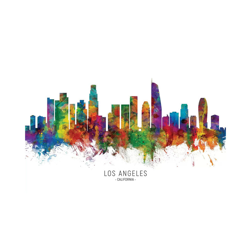 Los Angeles California Skyline by Michael Tompsett - 1 Piece Wrapped Canvas Painting, 30.48 cm H x 45.72 cm W