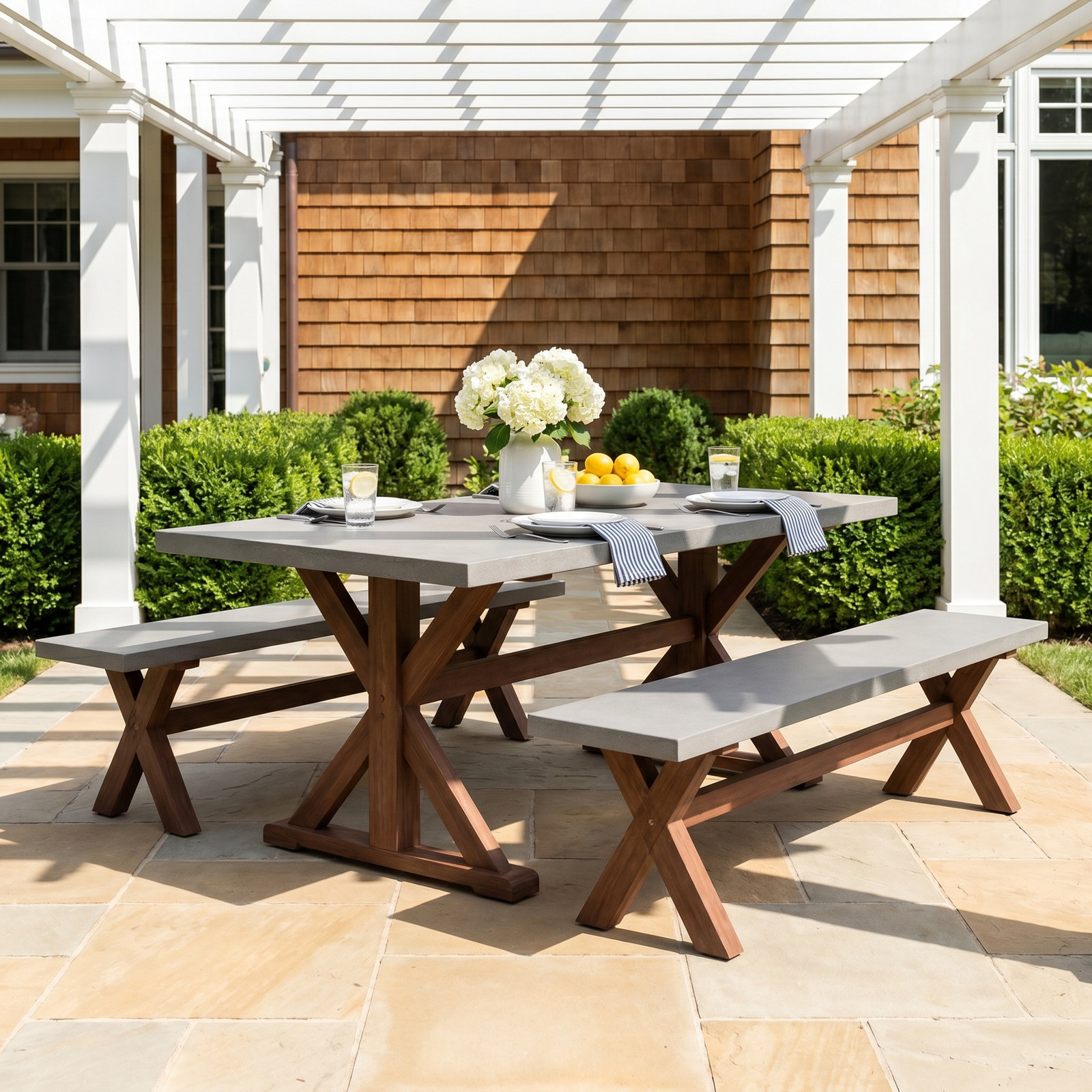 Fleur 74" Eucalyptus Patio Dining Set