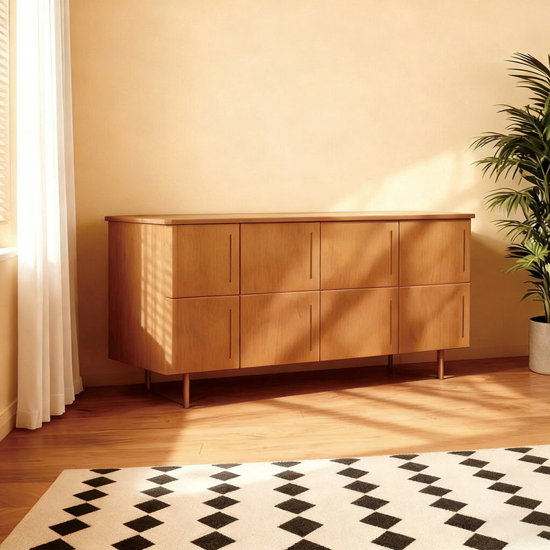Buffet rétro de style chinois minimaliste, H 35,4 po x l 70,8 po x P 15,7 po
