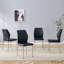 Ensemble de 4 chaises de salle à manger luxueuses en polyuréthane noir argenté: dossier ergonomique d'une hauteur de 36,7 pouces, convenant à plusieurs cas de figure. Ensemble de 4 chaises de salle à manger en polyuréthane noir à haute résilience.-971294372