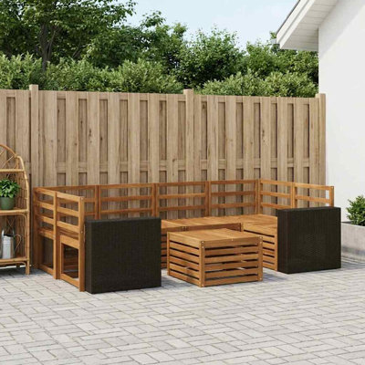  Outdoor Sofa Set 7 Pcs Solid Acacia Wood Sectional Garden Furniture