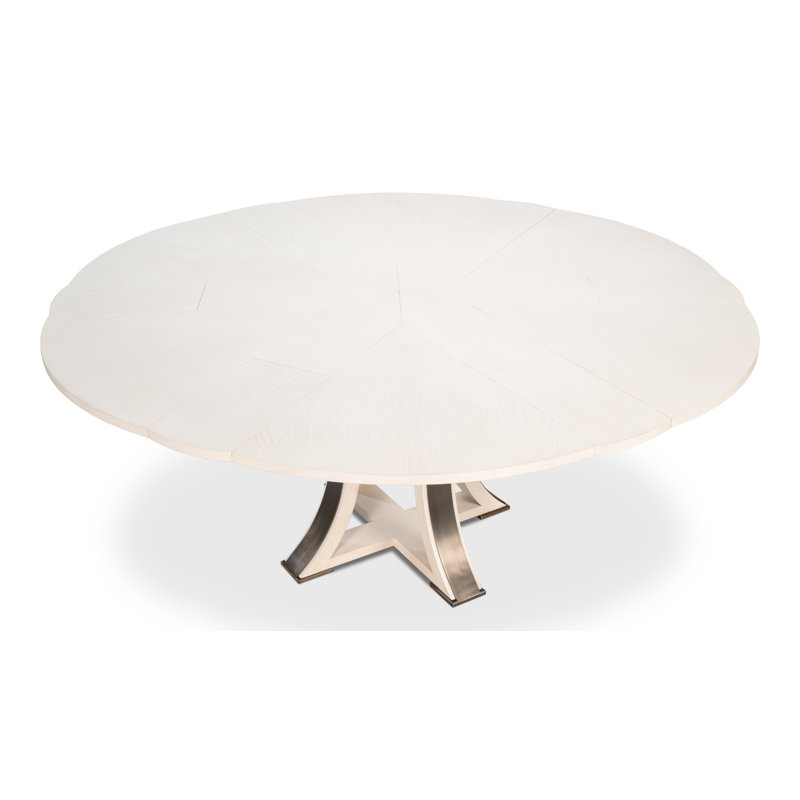 Tower Round Solid Oak Dining Table, Working White/Hammered