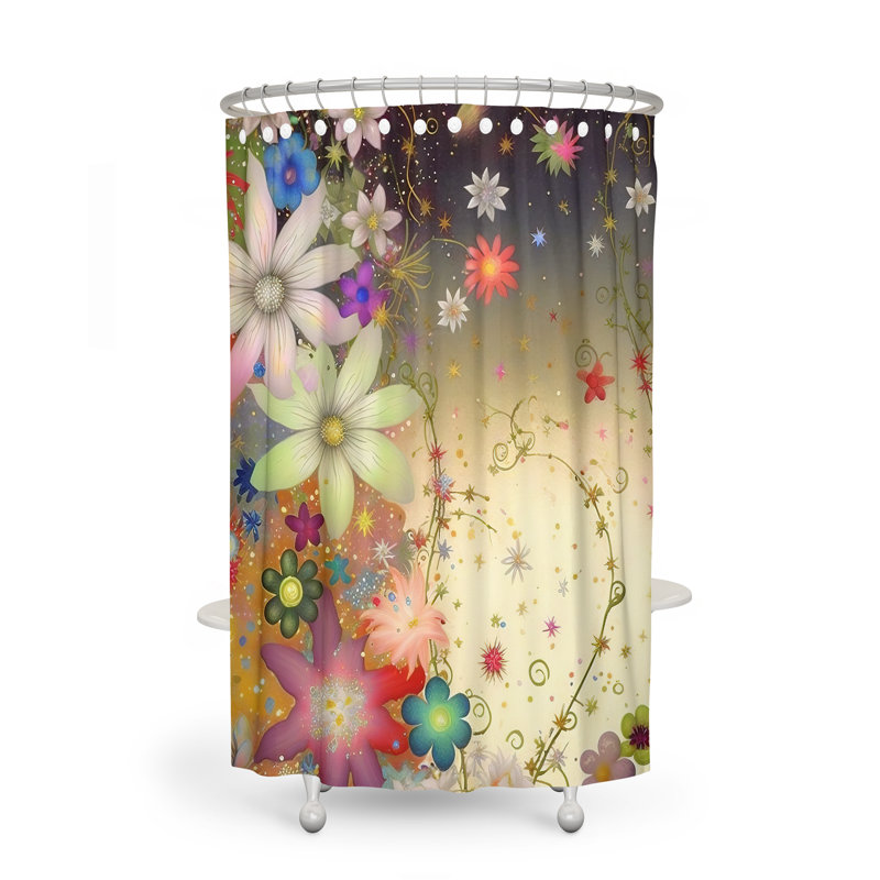 Floral Shower Curtain, 83" H x 70" W