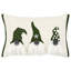 Coussin décoratif 14 "x 20" gnomes de Noël en coton vert et ivoire avec broderie