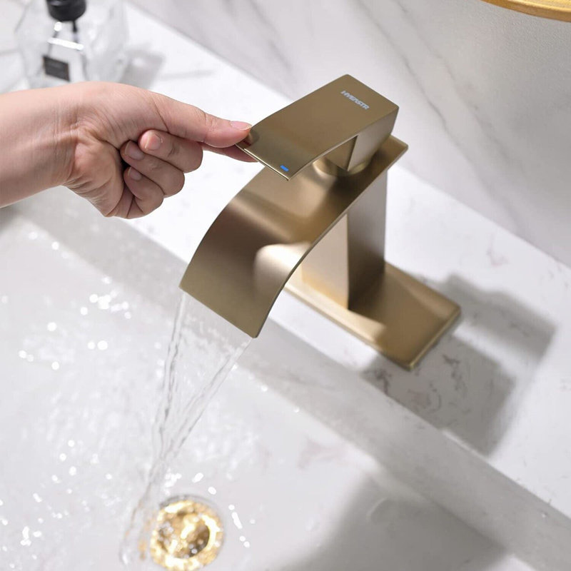 Single-handle Bathroom Faucet with Drain Assembly, Brushed Gold