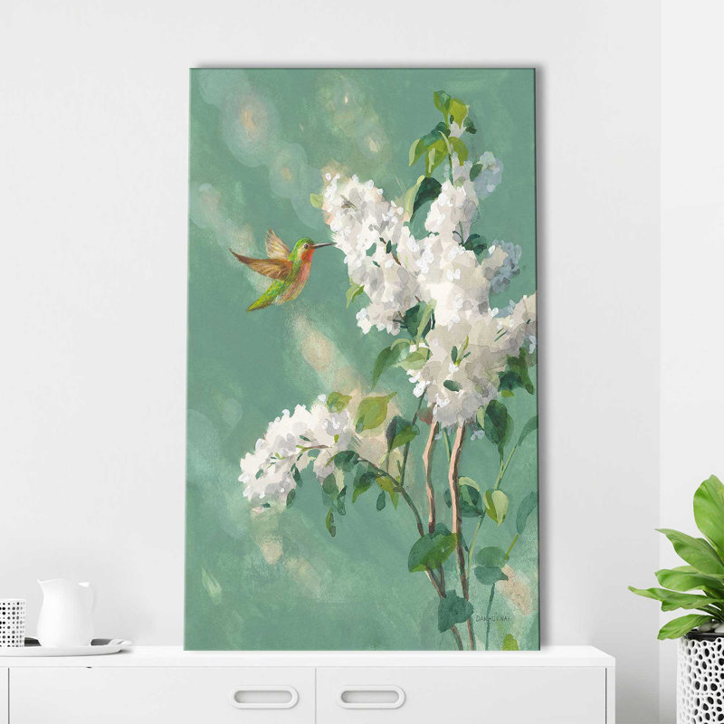 Hummingbird Spring I par Danhui Nai - Peinture, Toile tendue, H 30 po x l 18 po x P 1 po
