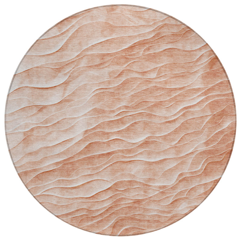 Melinae Orange Washable Indoor-Outdoor Rug - , 2'6" x 3'10"