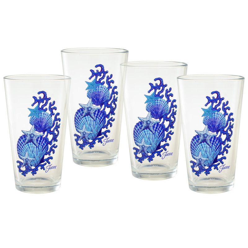 Shells 16 oz. Glass Glassware Set, Gray/Clear Glass
