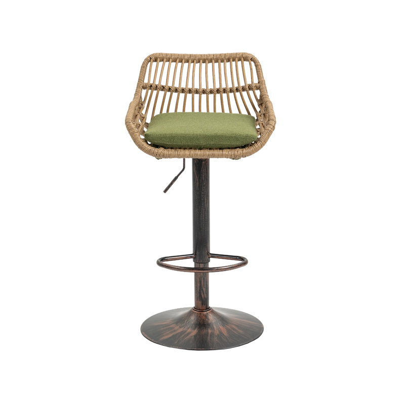 Swivel Upholstered Adjustable Height Counter Stool, Green