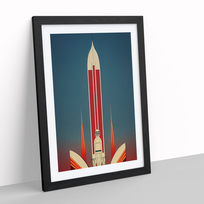 An Exciting Spaceship Rocket - Single Picture Frame Print, 46cm H x 34cm W x 2cm D, Black 