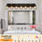 Vintage Walnet Wood Metal Structure Vanity Light with Black Mesh Shades-122257436