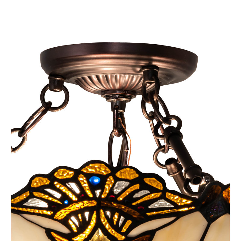 Shell With Jewels 3 - Light Semi Flush Mount