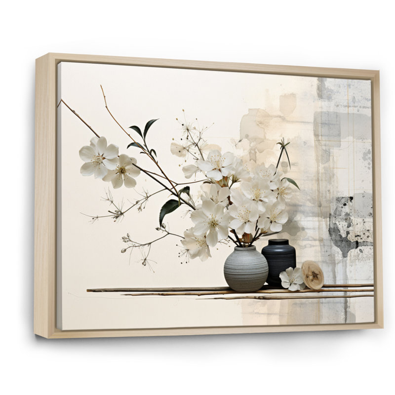 «Asian Art Sumie Zen II», reproduction d'art sur toile asiatique, H 12 po x l 20 po, Reproduction avec cadre flottant, Érable