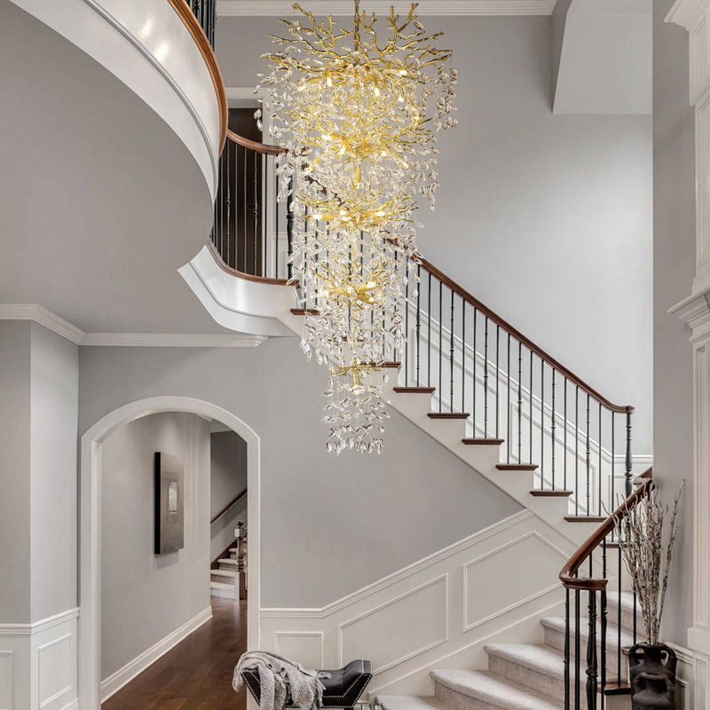 Light Crystal Dimmable LED Tiered Chandelier, 63" H x 30" W x 30" D, Gold