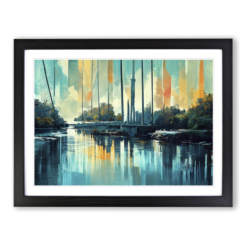 Abstract River Art Vol.1 - Framed Print, Black, 46cm H x 64cm W x 2cm D