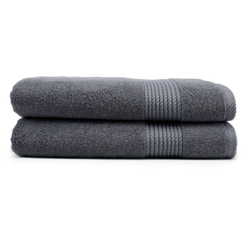 Adlena Turkish Cotton Bath Towel Set, Dark Gray