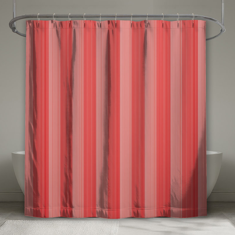 Rideaux de douche rouges à rayures verticales très longs, L 70 po x H 84 po