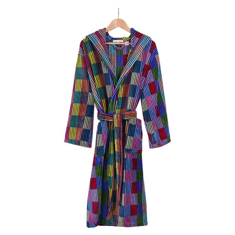 100% Cotton Mid-Calf Bathrobe with Pockets, M