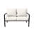 Outdoor Patio Metal Frame Wicker Backrest Wood Grain Armrest Loveseat with Cushions-1110637022