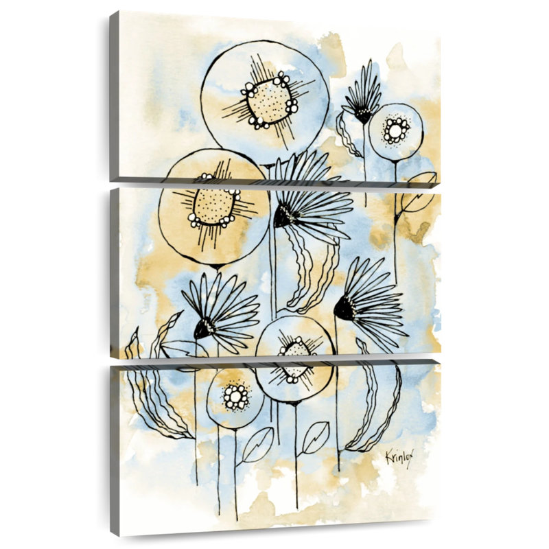 Fleurs jaunes et bleues II, H 45 po x l 28 po