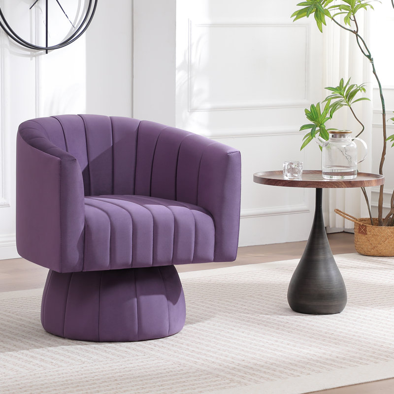Fauteuil demi-tonneau pivotant 28 po, Velours mauve