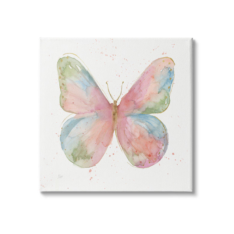«Child's Spring Butterfly», aquarelle abstraite, motif d'ailes par Nan - impression, Toile tendue, H 36 po x l 36 po