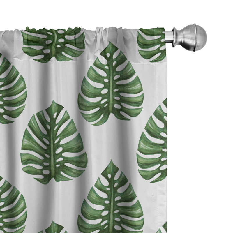 Tropical Floral Semi-Sheer Rod Pocket Curtain Panels, 28" x 95"