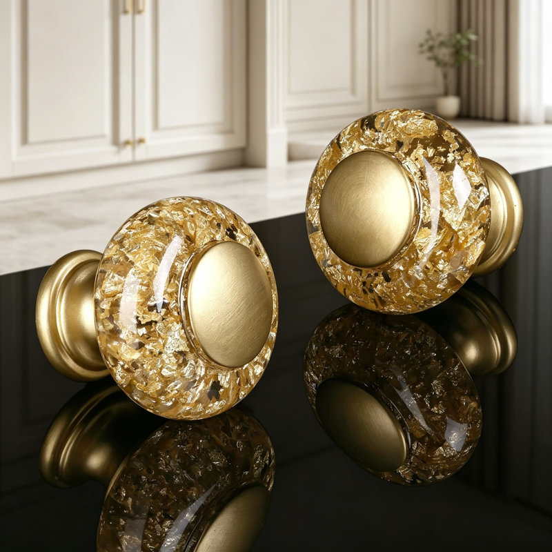 Boutons d'armoire en cristal doré, poignées de tiroir décoratives de 3/8 po pour commode et cuisine, quincaillerie rétro élégante avec installation facile, paquet de 30