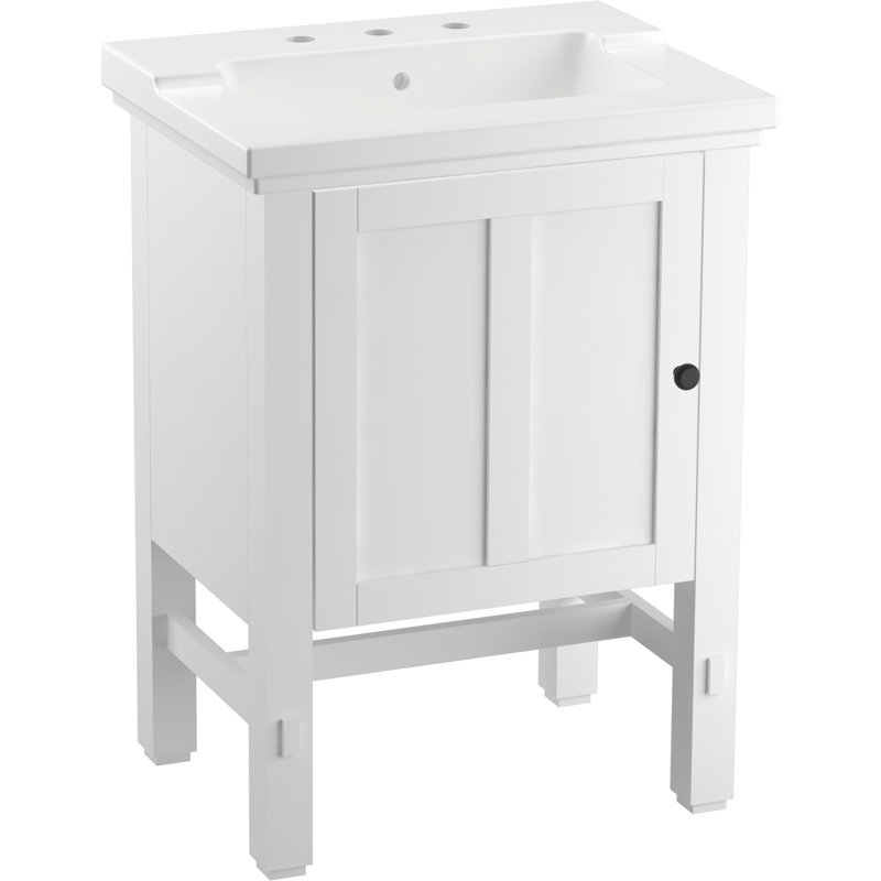 Tresham 24" Vanity With Quartz Countertop, Sink And Hardware Included, Linen White