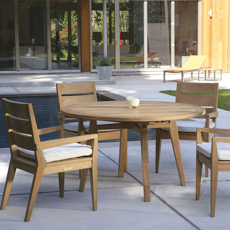 Algarve Outdoor Round Teak Dining Table, 60"