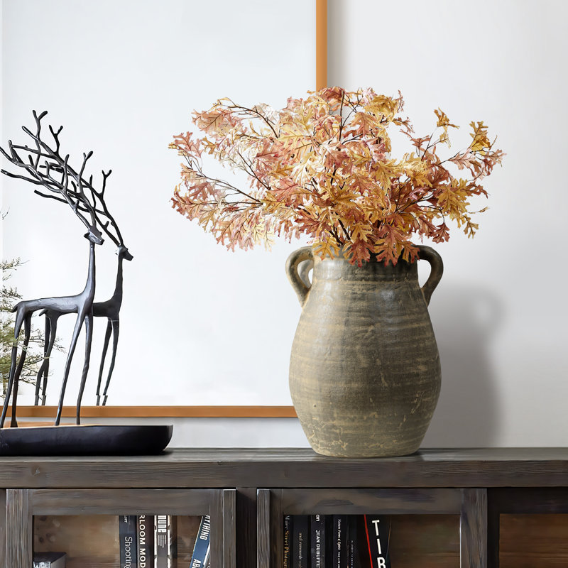 Handmade Terracotta Table Vase, 12.99" H x 9.65" W x 9.65" D