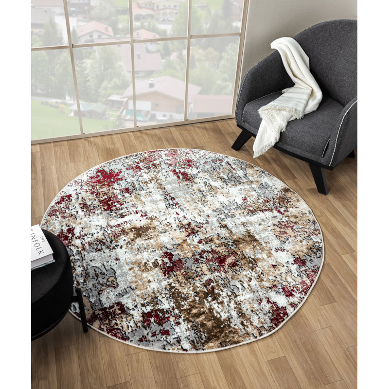 Anatola Abstract Area Rug, Round 5'3"