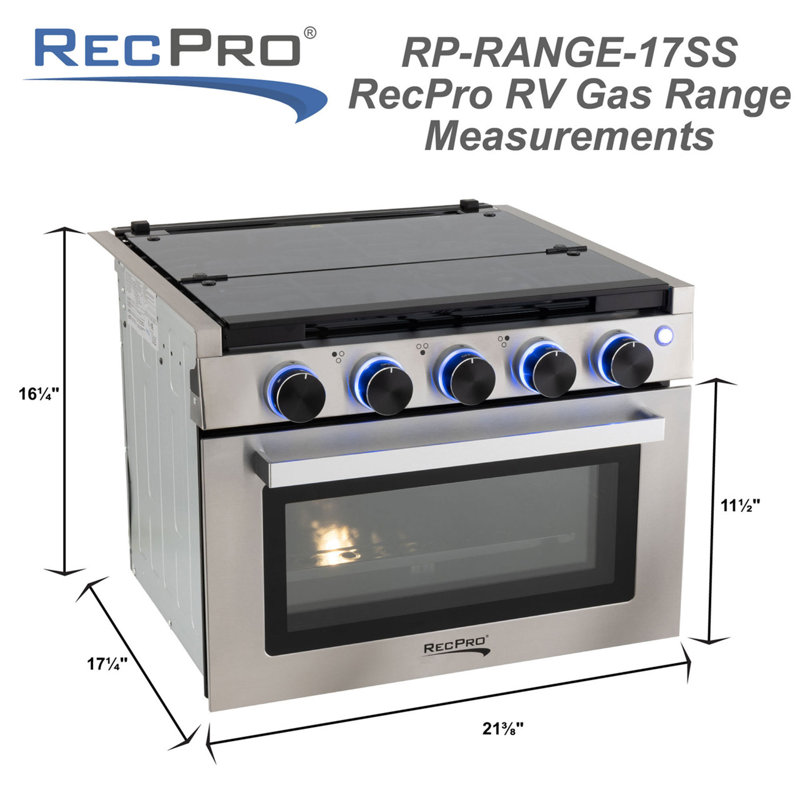 RecPro 21 Inch Tall 3 Burner Propane RV Stove Gas Range without Range Hood,, Silver